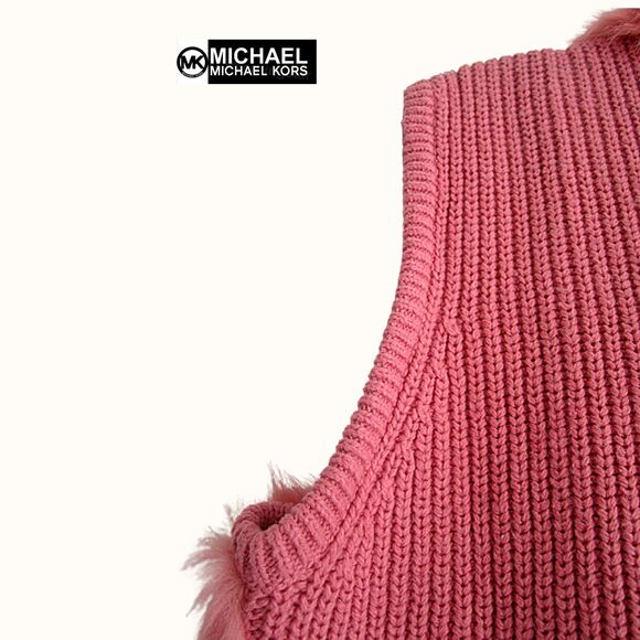 MICHAEL KORS NEW Soft Girl DUSTY ROSE Faux Fur Front/Knit Back Vest L - Picture 8 of 12